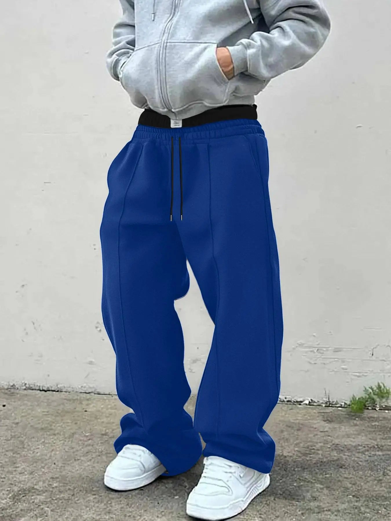 Men'S Solid Color Drawstring Waist Sweatpants, Loose Casual Comfy Pants for Daily Wear, Woven Bottoms, Casual Beach Pants