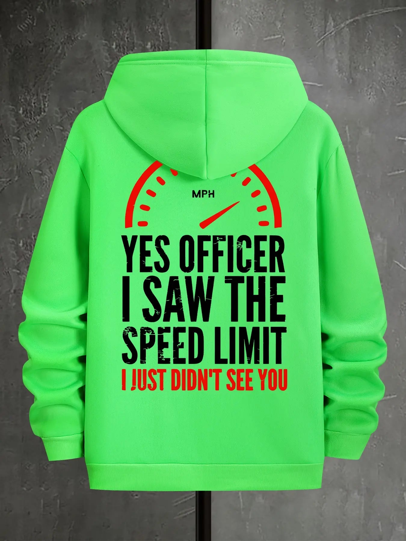 Officer I Saw the Restriction Sign but I Didn'T See You Alphabet Print Men'S Hooded Sweatshirt, the New Spring, Autumn and Winter Solid Color Print Hoodie Top Loose Fit