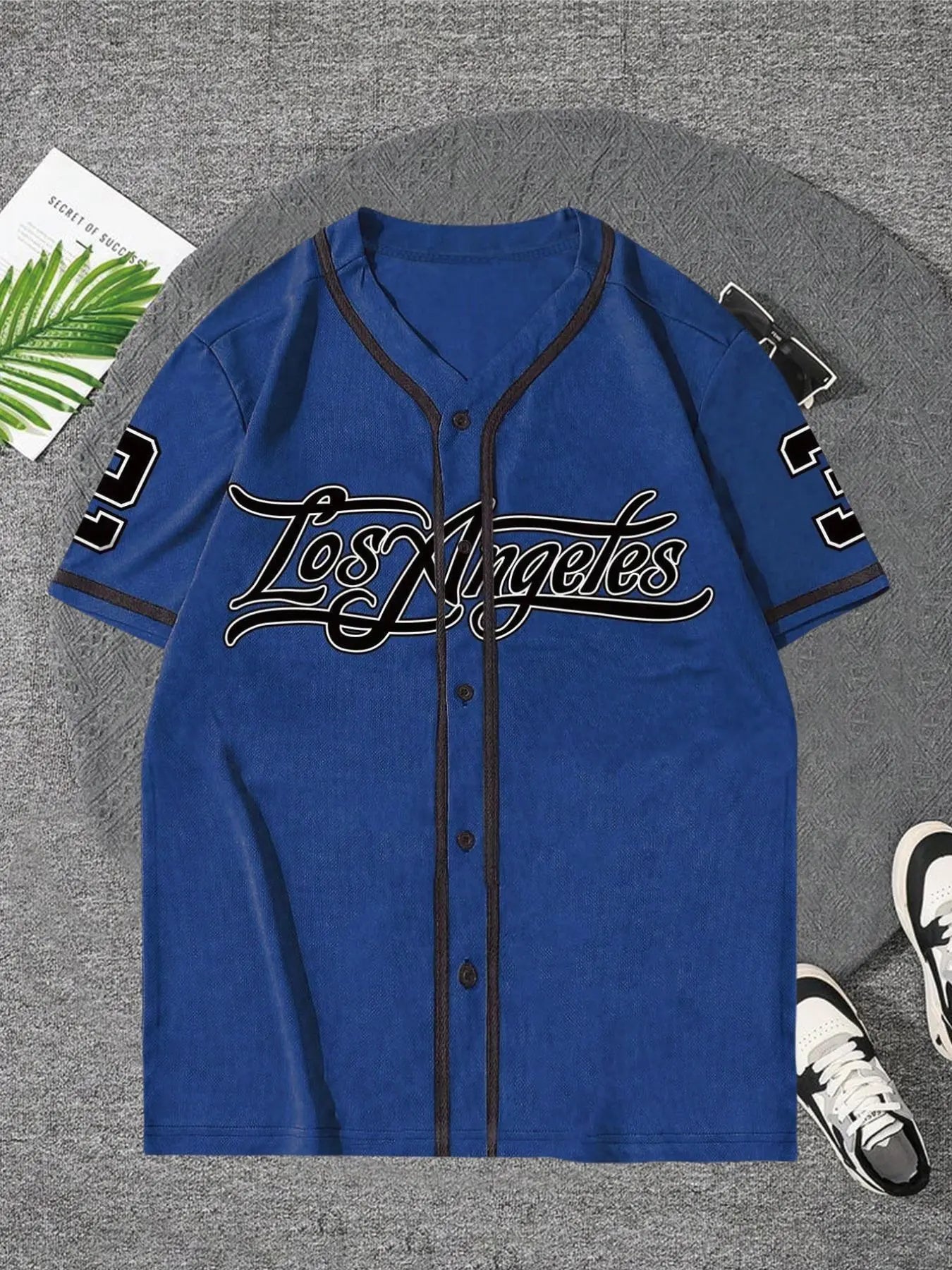 Men'S Letter & Number Print Contrast Binding Baseball Jersey, Stylish Jersey, Regular Fit Casual Short Sleeve V Neck Baseball Top for Summer, Fashion Men'S Clothes for Daily Wear, Baseball Shirt