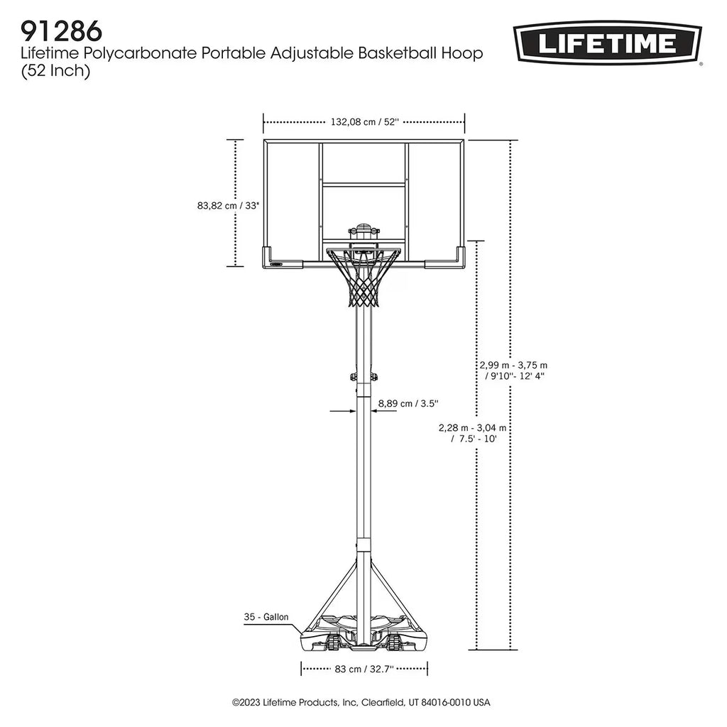 Lifetime 52 Inch (132Cm) Power Lift XI Portable Basketball Hoop System