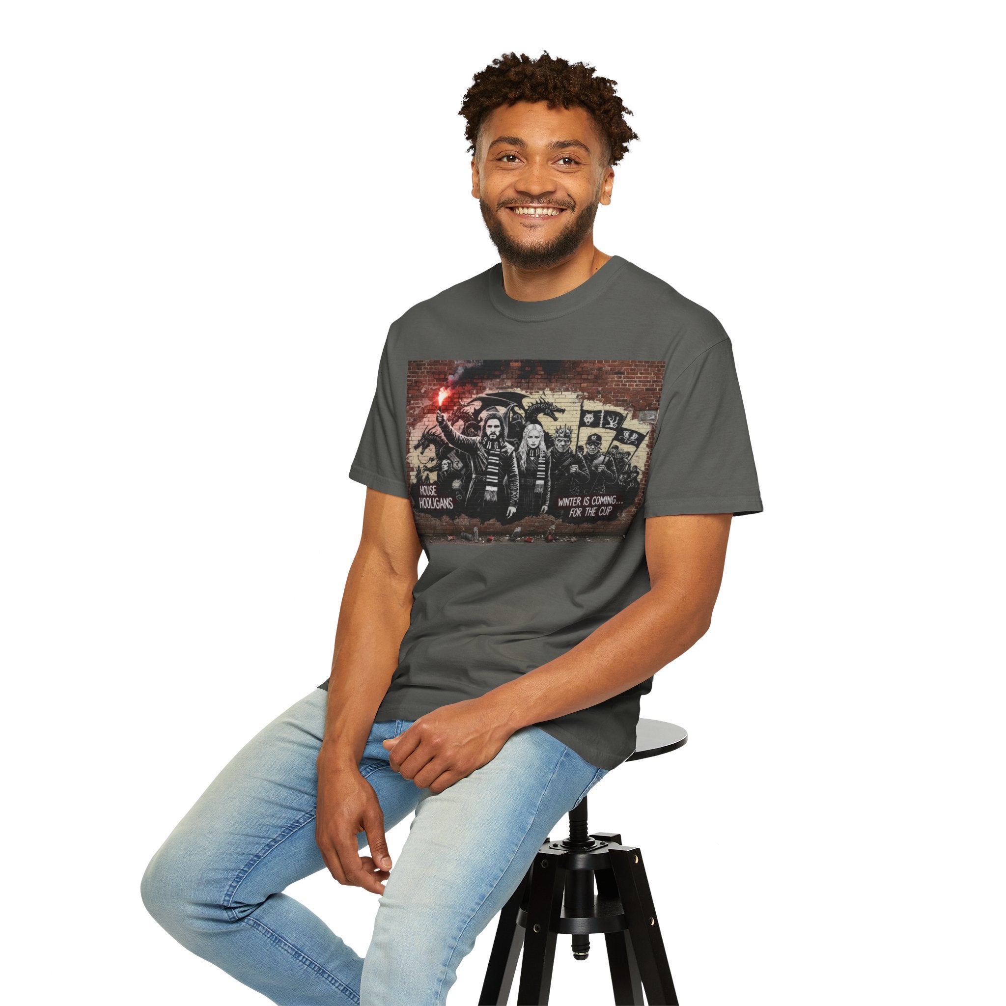 T-Shirt — Protest Graffiti Band Tee with 'Noise Is Coming For The Oi' Design