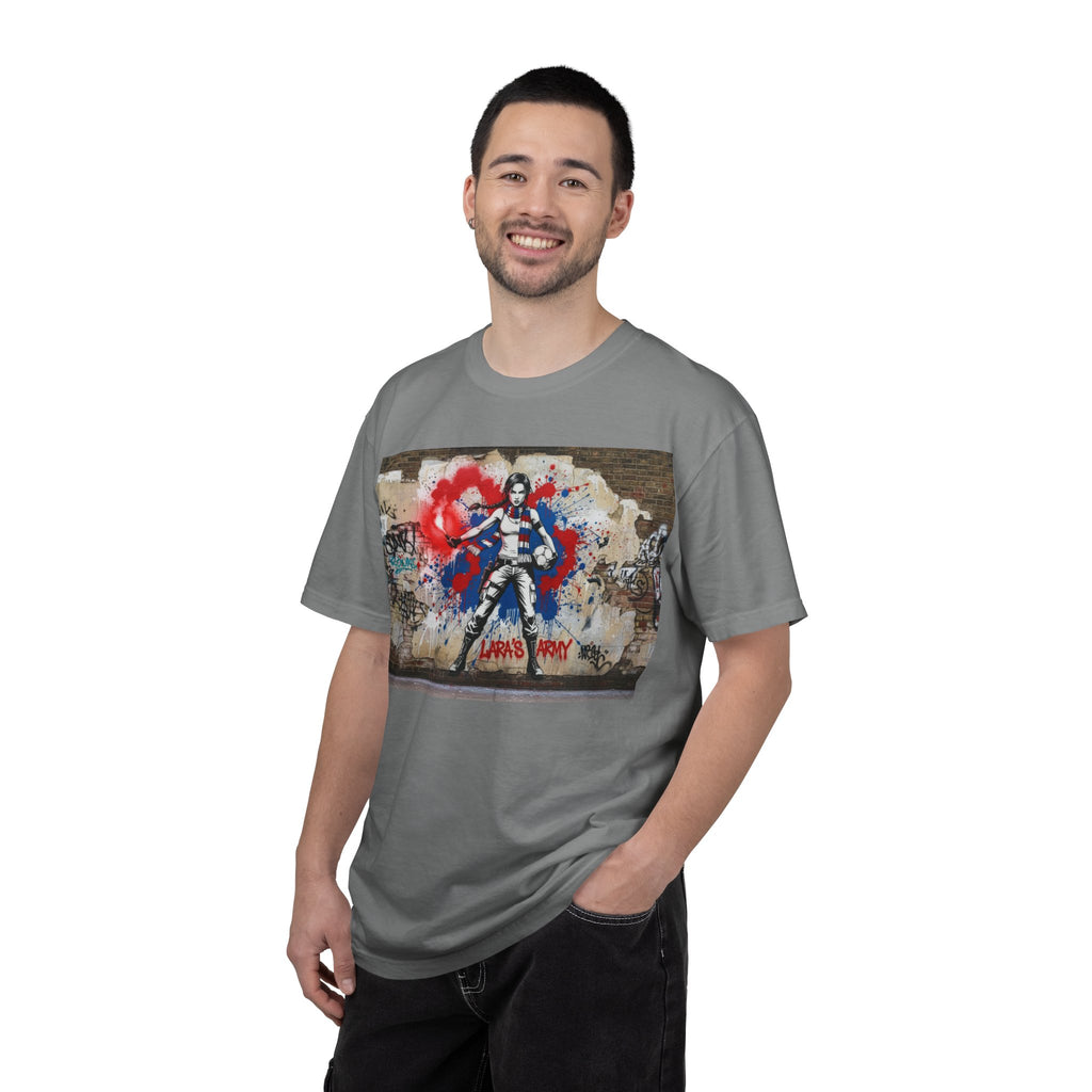 Graffiti Soldier T-Shirt — Urban Street Art Tee with "Land Day" Graphic
