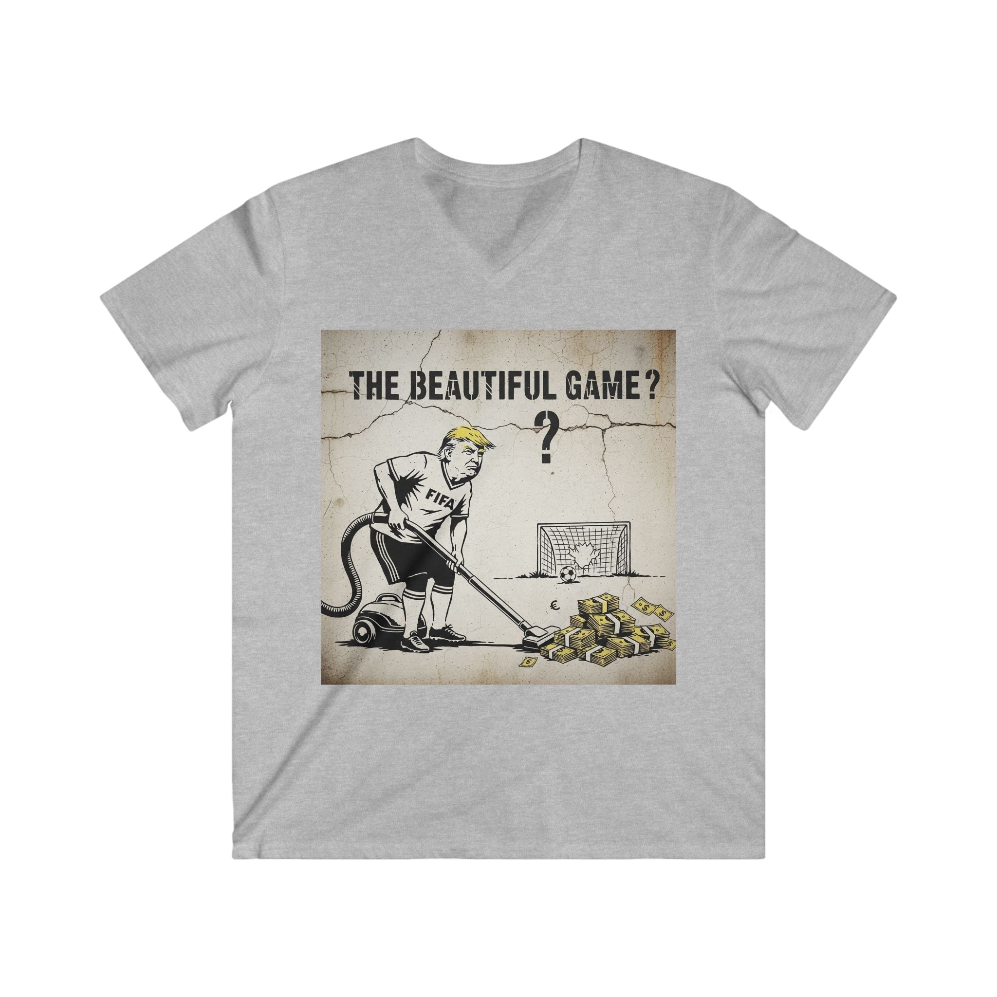 Men's V-Neck T-Shirt — "The Beautiful Game?" Soccer Protest Graphic Tee