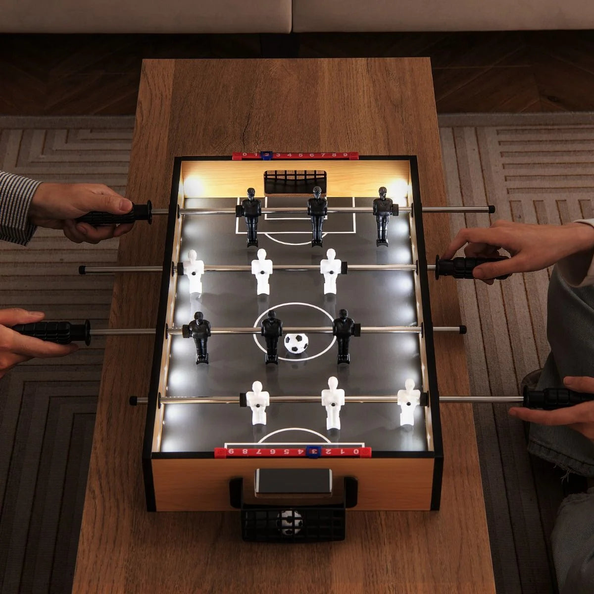 51Cm Foosball Table with LED Lights and Realistic Players and 2 Balls