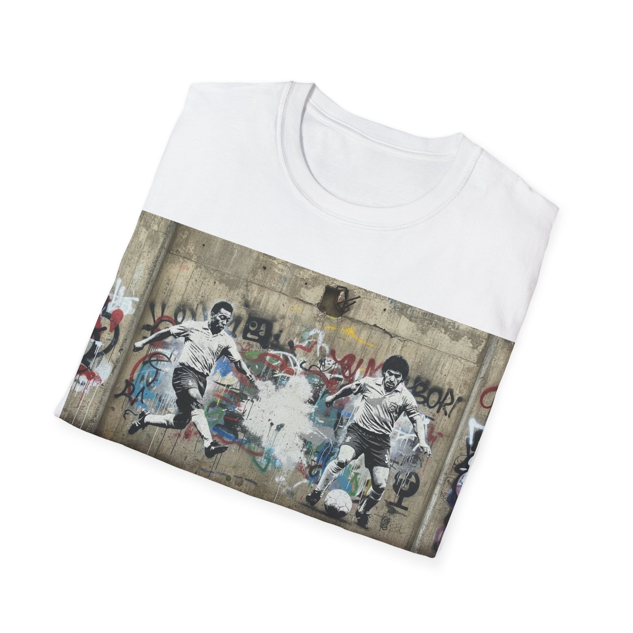 Pele vs Maradona — Urban Graffiti Football Players T-Shirt