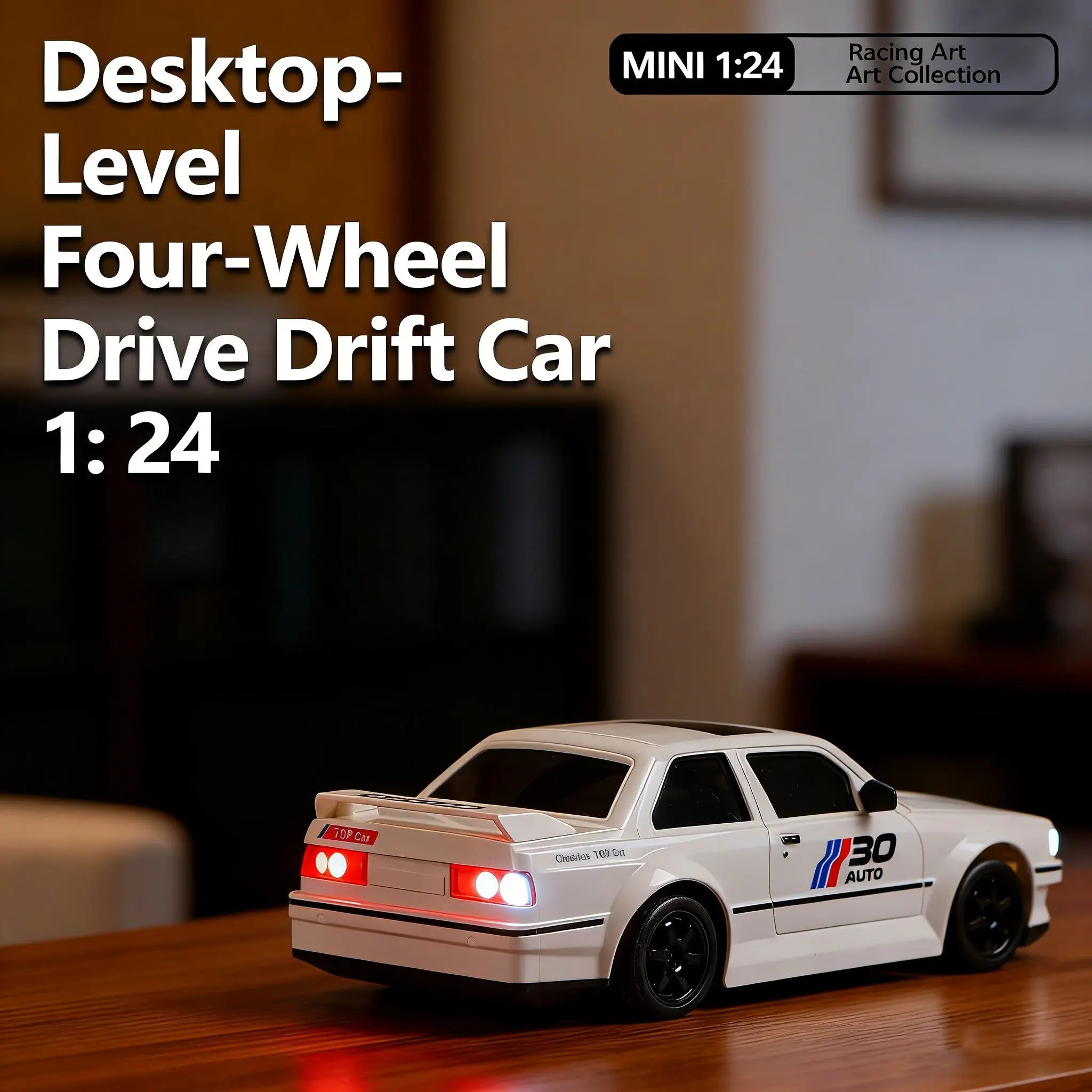 2.4Ghz 1:24 Scale High-Speed RC Drift Car Model, LED Light Drifting Tyres Racing Toy, Collectible Decoration for Ages 8+, Remote Control Car