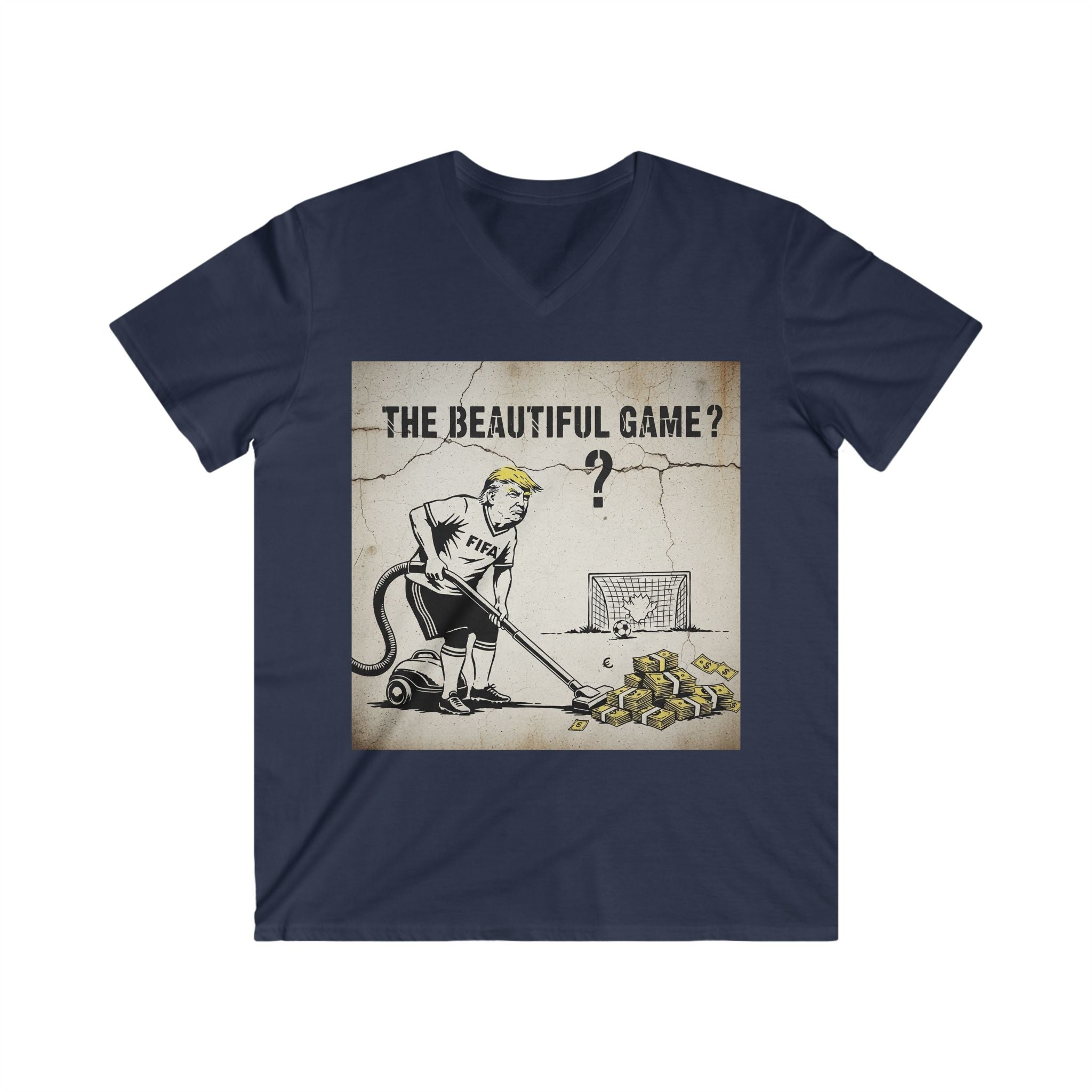 Men's V-Neck T-Shirt — "The Beautiful Game?" Soccer Protest Graphic Tee