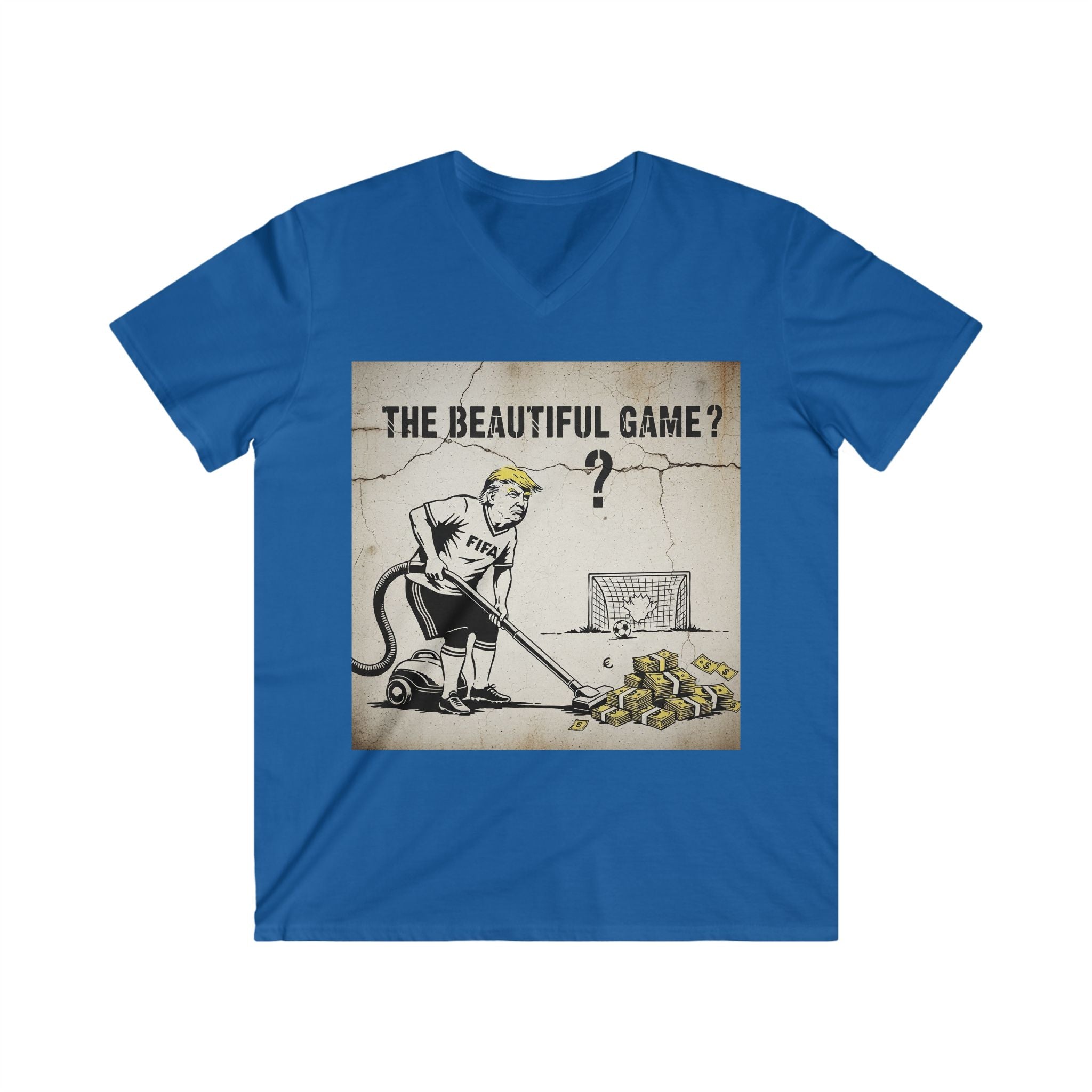 Men's V-Neck T-Shirt — "The Beautiful Game?" Soccer Protest Graphic Tee