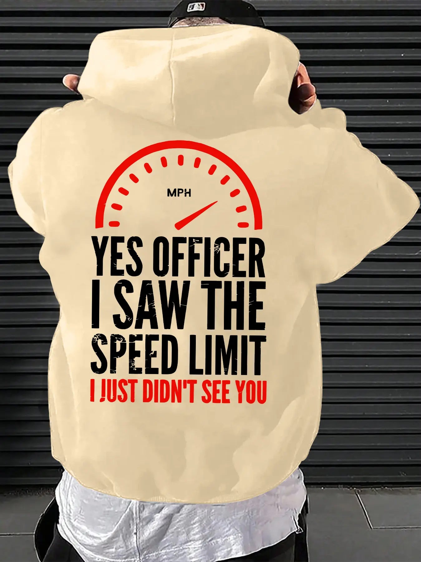 Officer I Saw the Restriction Sign but I Didn'T See You Alphabet Print Men'S Hooded Sweatshirt, the New Spring, Autumn and Winter Solid Color Print Hoodie Top Loose Fit