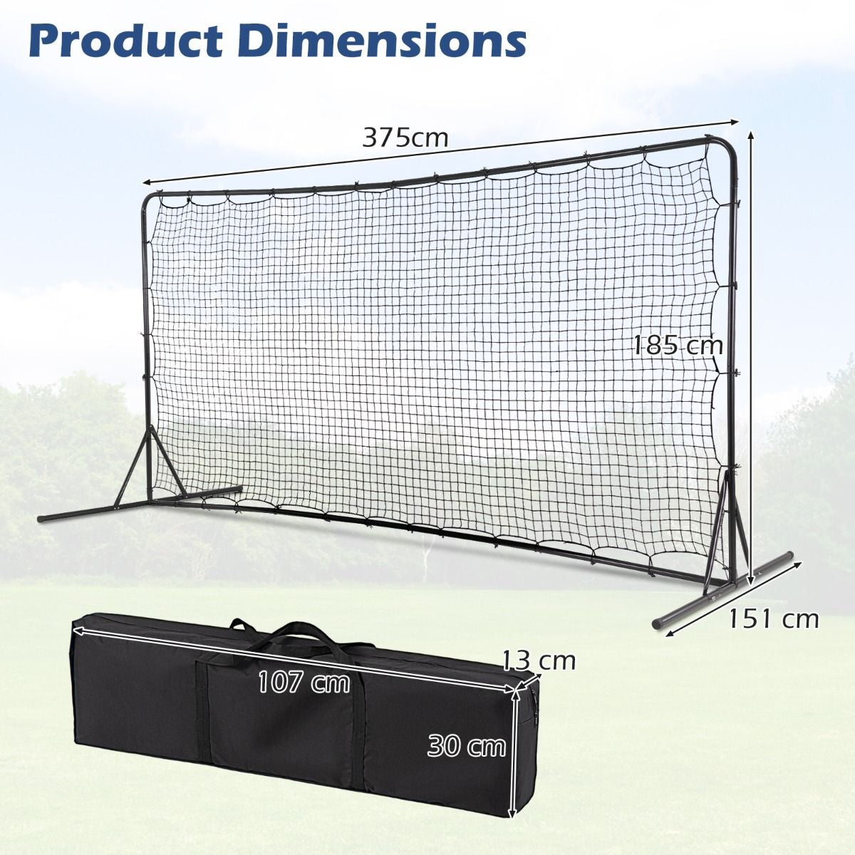 Portable Soccer Rebounder Net with Carry Bag, Sturdy Metal Frame