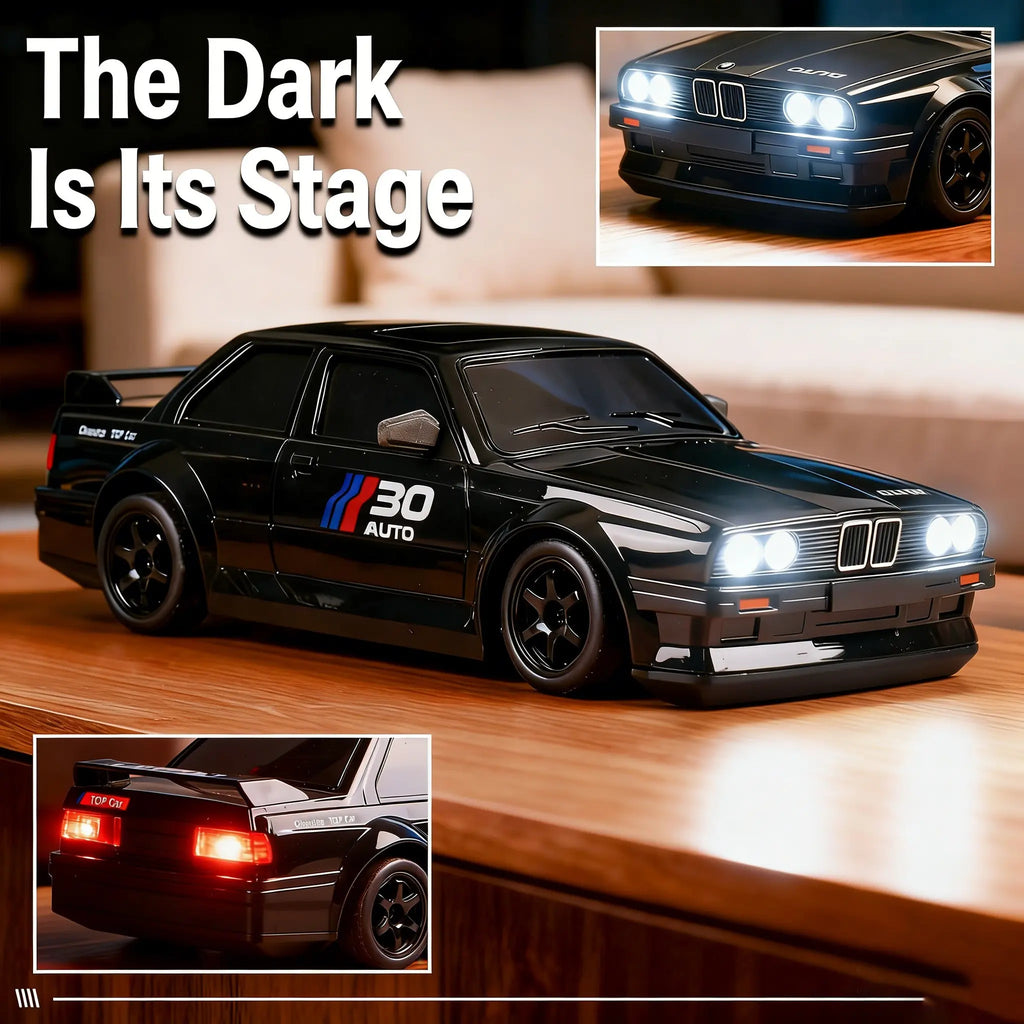 2.4Ghz 1:24 Scale High-Speed RC Drift Car Model, LED Light Drifting Tyres Racing Toy, Collectible Decoration for Ages 8+, Remote Control Car