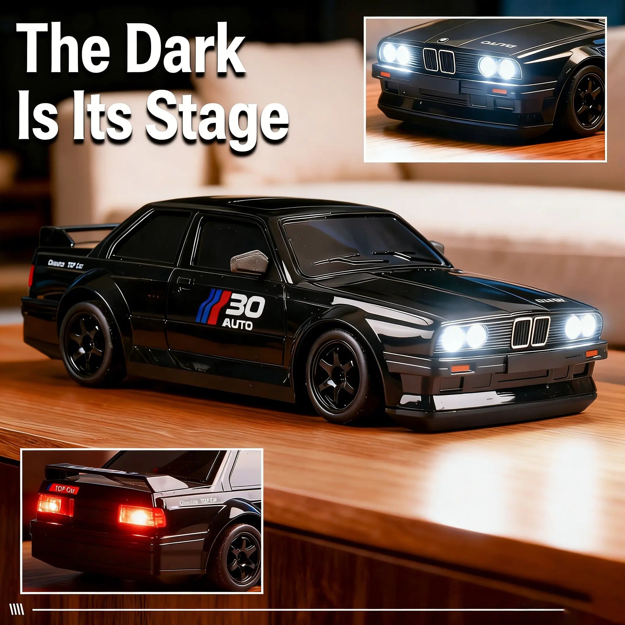 2.4Ghz 1:24 Scale High-Speed RC Drift Car Model, LED Light Drifting Tyres Racing Toy, Collectible Decoration for Ages 8+, Remote Control Car