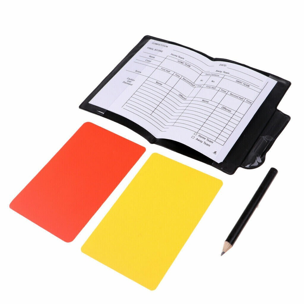 Referee Cards Red/Yellow Football Sport Wallet Notebook Pencil Soccer Refs Set.