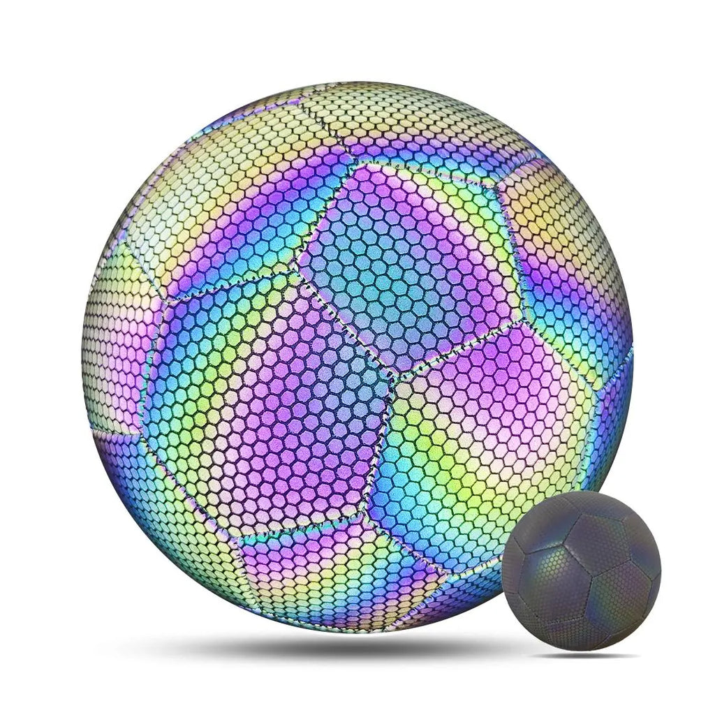 Size 5 Soccer Ball, Machine Stitched Holographic Reflective PU Football, Professional Training Football for Adults, Custom Football Kits, Guardian Cap Football, Christmas Gift