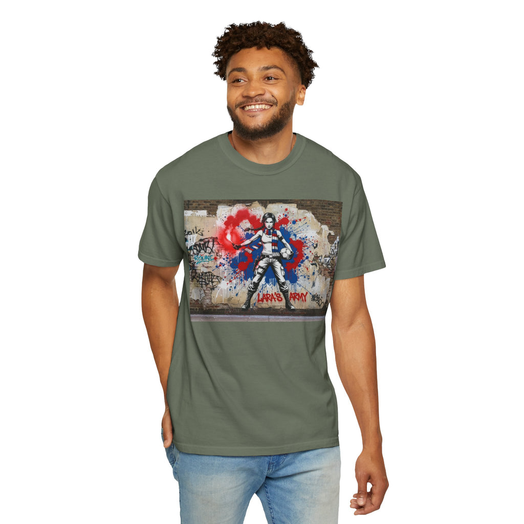 Graffiti Soldier T-Shirt — Urban Street Art Tee with "Land Day" Graphic
