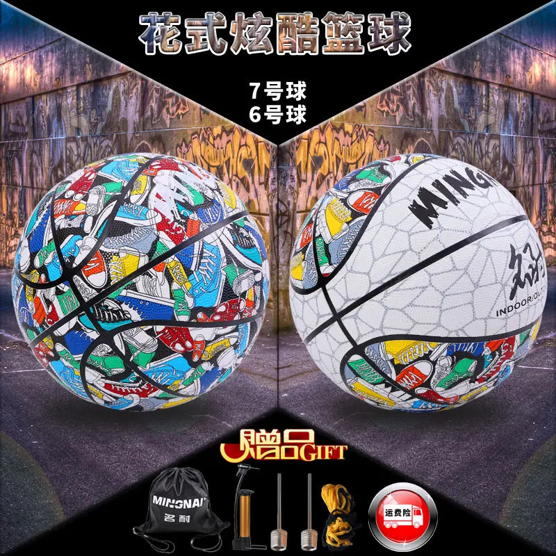 New Colorful Flower Shoes Graffiti Wear-Resistant Outdoor Basketball Limited Edition Street Trend Cool Adult No.6 7 Feel King