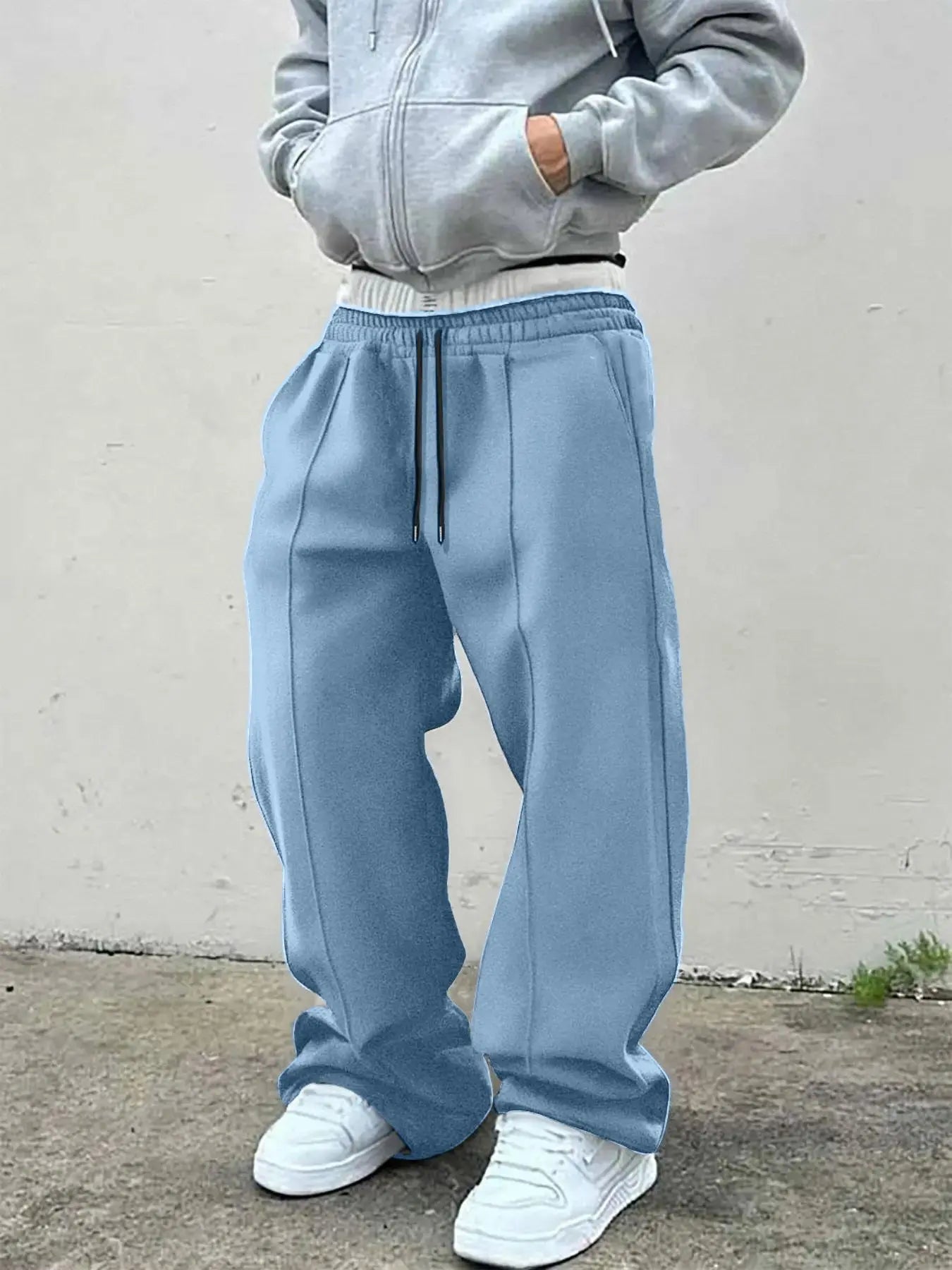 Men'S Solid Color Drawstring Waist Sweatpants, Loose Casual Comfy Pants for Daily Wear, Woven Bottoms, Casual Beach Pants