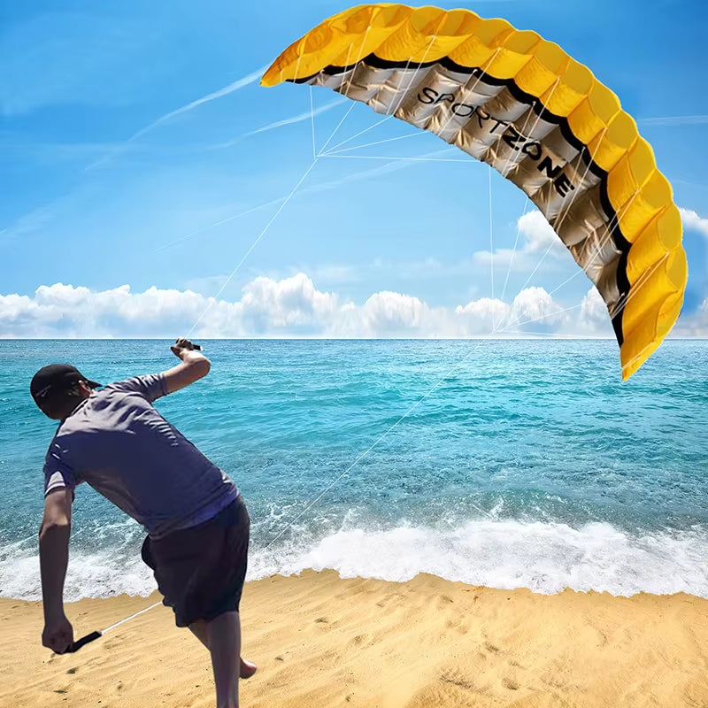 High Quality 2.5M Dual Line 4 Colors Parafoil Parachute Sports Beach Kite Easy to Fly Factory Outlet