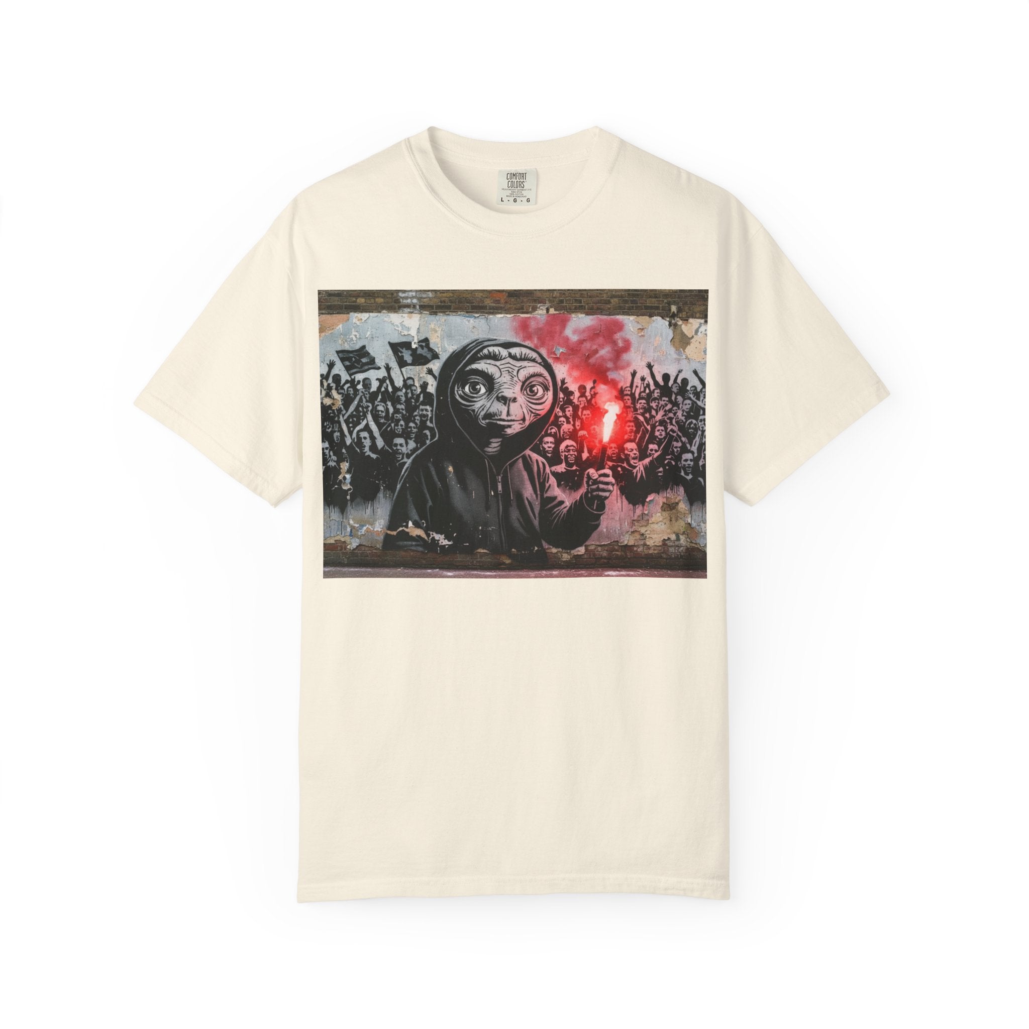 T-Shirt — Street Art Protest E.T. Holding Red Flare Graphic Tee