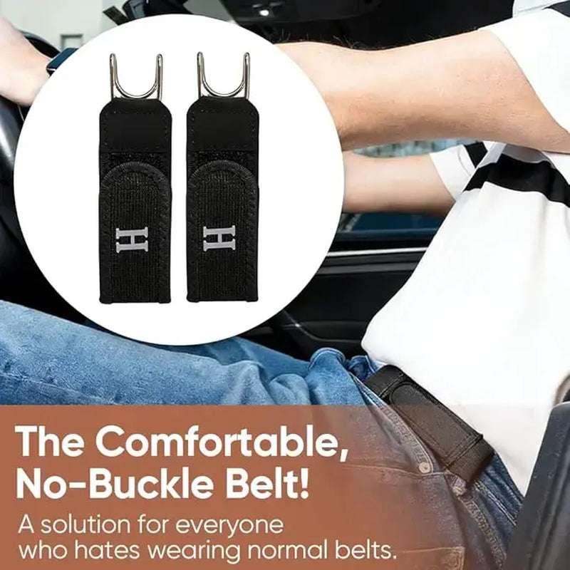 Tactical Metal Hook Elastic Belt (Unisex) - Patented No - Buckle Invisible Design | Soft Adjustable Side Belt Fashion Gift