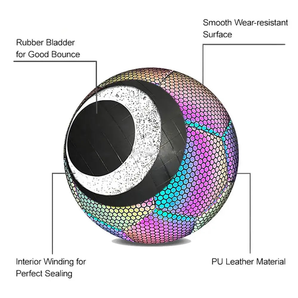 Size 5 Soccer Ball, Machine Stitched Holographic Reflective PU Football, Professional Training Football for Adults, Custom Football Kits, Guardian Cap Football, Christmas Gift
