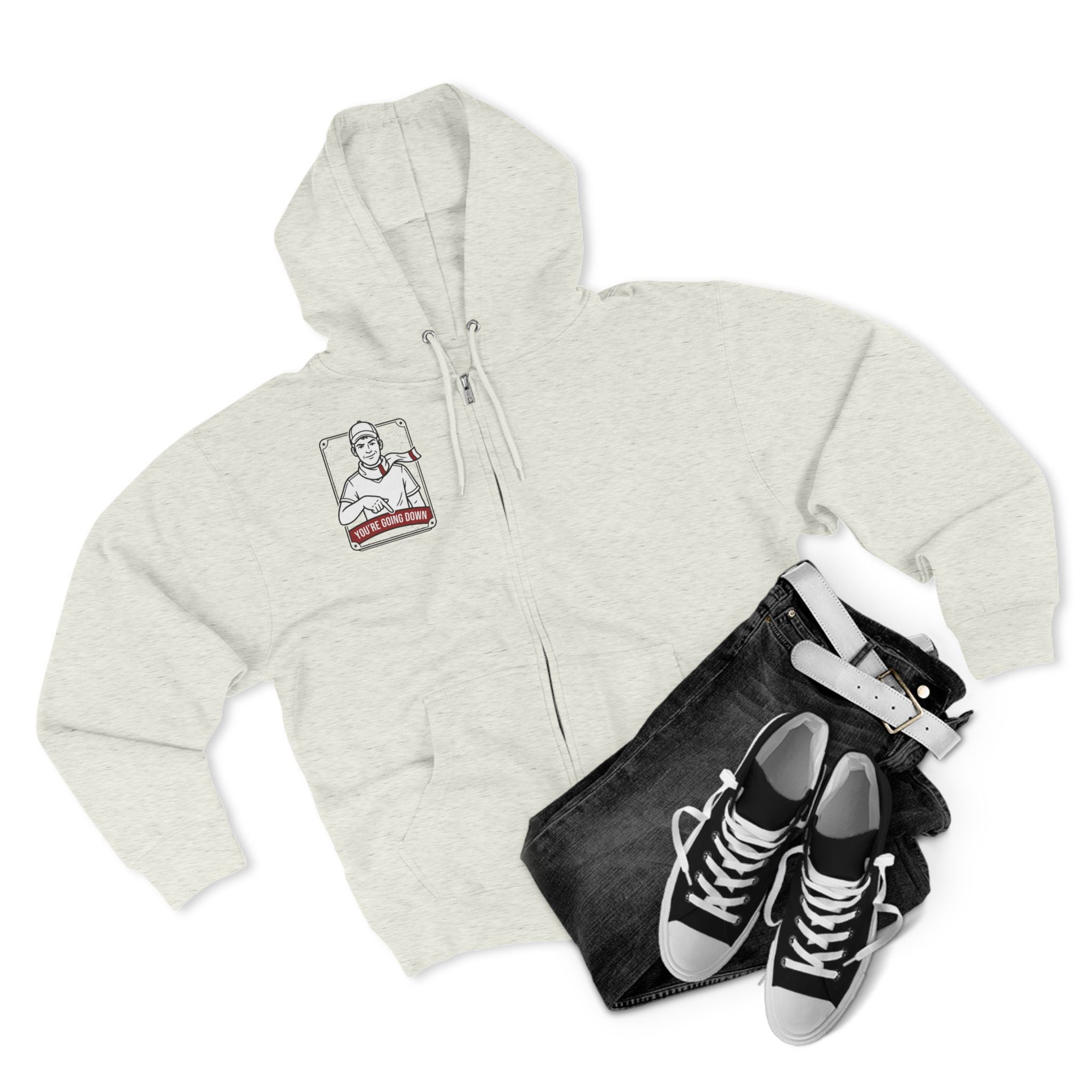 Zip Hoodie — 'You're Going Down' Retro Sports Rivalry Design