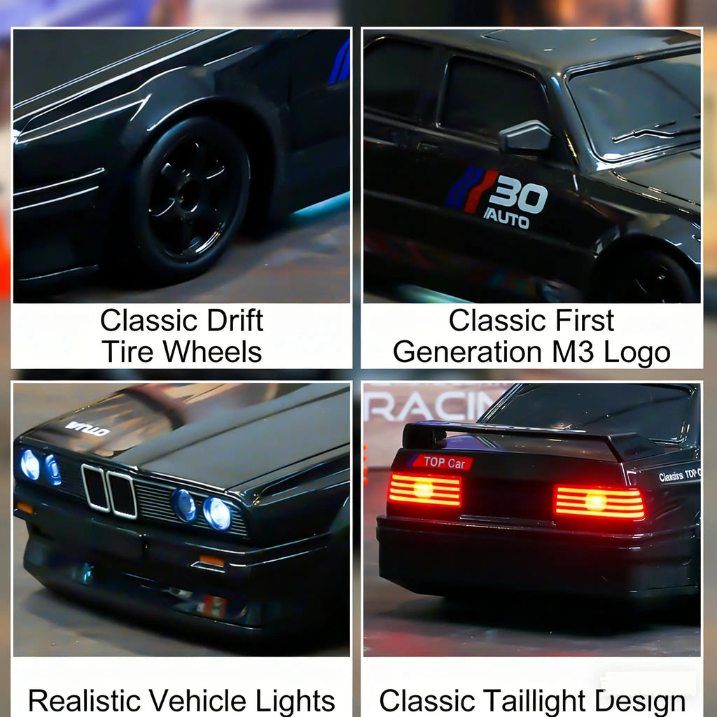 2.4Ghz 1:24 Scale High-Speed RC Drift Car Model, LED Light Drifting Tyres Racing Toy, Collectible Decoration for Ages 8+, Remote Control Car