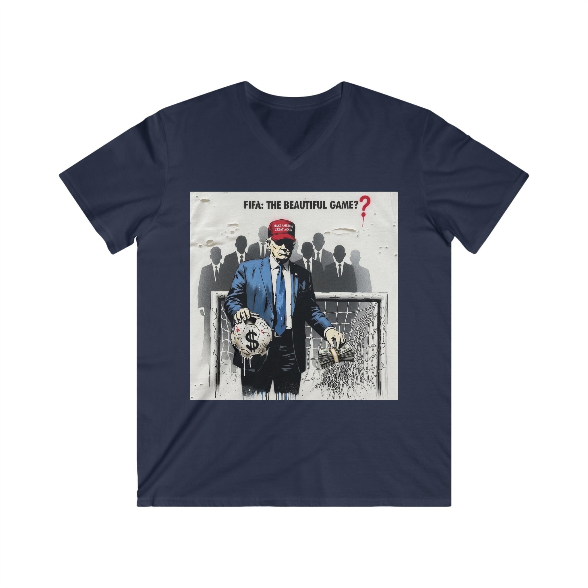 V-Neck Tee — “FIFA: The Beautiful Game?” Graphic Shirt