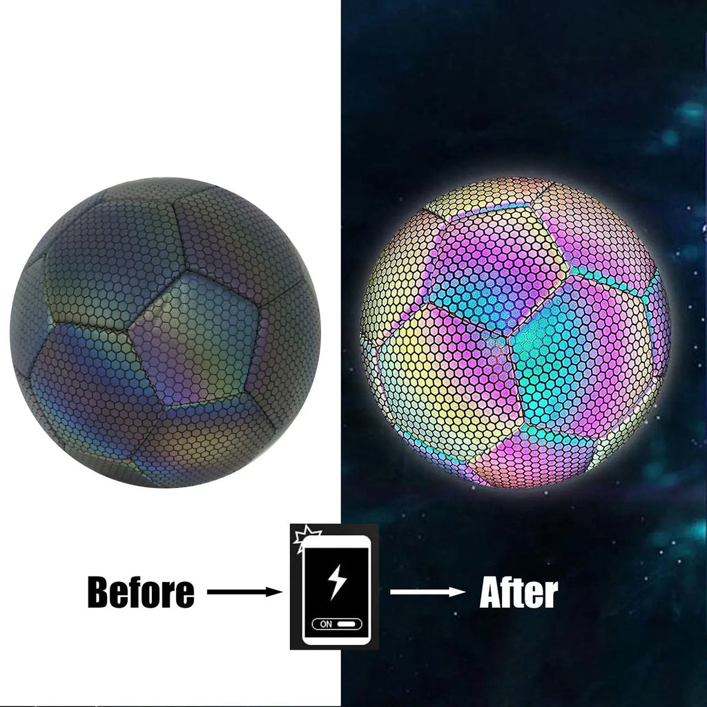 Size 5 Soccer Ball, Machine Stitched Holographic Reflective PU Football, Professional Training Football for Adults, Custom Football Kits, Guardian Cap Football, Christmas Gift