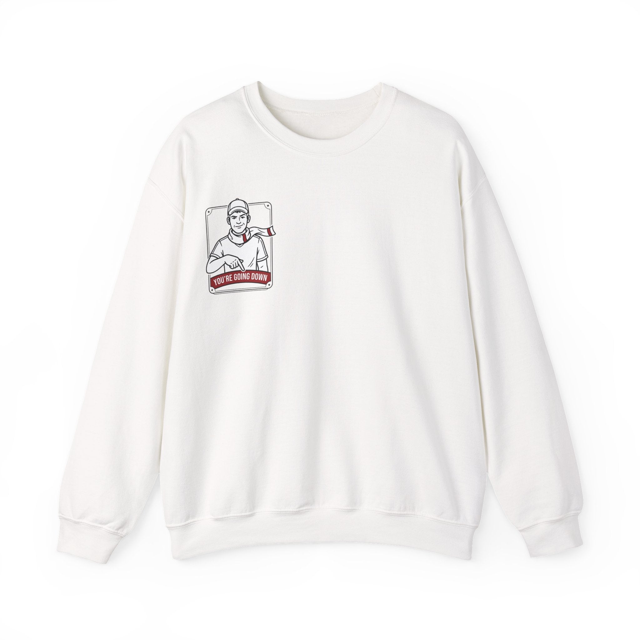 Crewneck Sweatshirt — Vintage Nurse Illustration "You're going Down!" Pocket Design