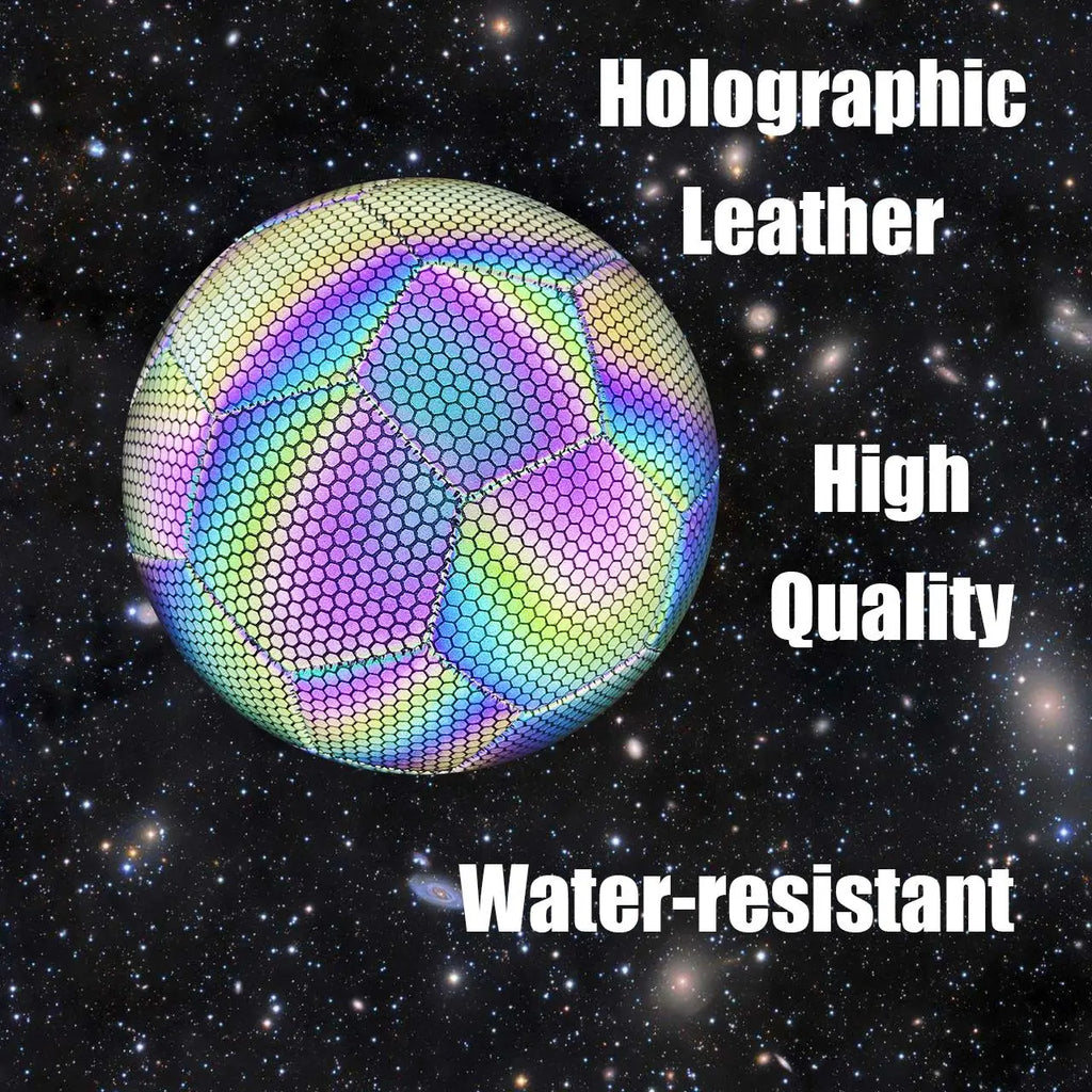 Size 5 Soccer Ball, Machine Stitched Holographic Reflective PU Football, Professional Training Football for Adults, Custom Football Kits, Guardian Cap Football, Christmas Gift