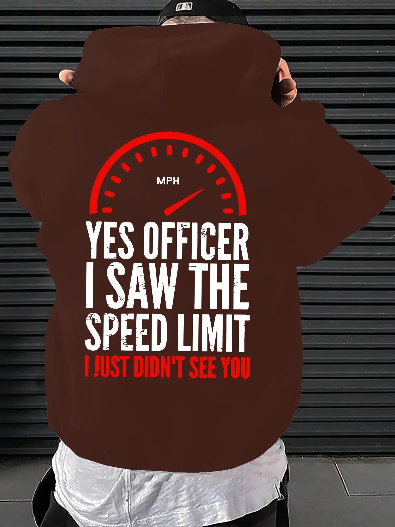 Officer I Saw the Restriction Sign but I Didn'T See You Alphabet Print Men'S Hooded Sweatshirt, the New Spring, Autumn and Winter Solid Color Print Hoodie Top Loose Fit