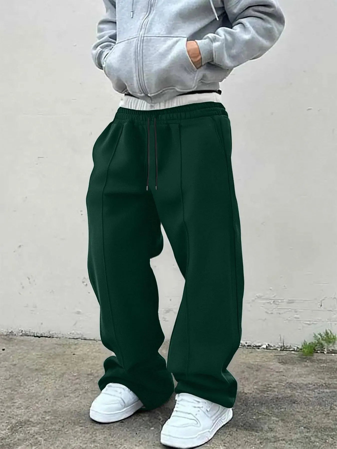 Men'S Solid Color Drawstring Waist Sweatpants, Loose Casual Comfy Pants for Daily Wear, Woven Bottoms, Casual Beach Pants