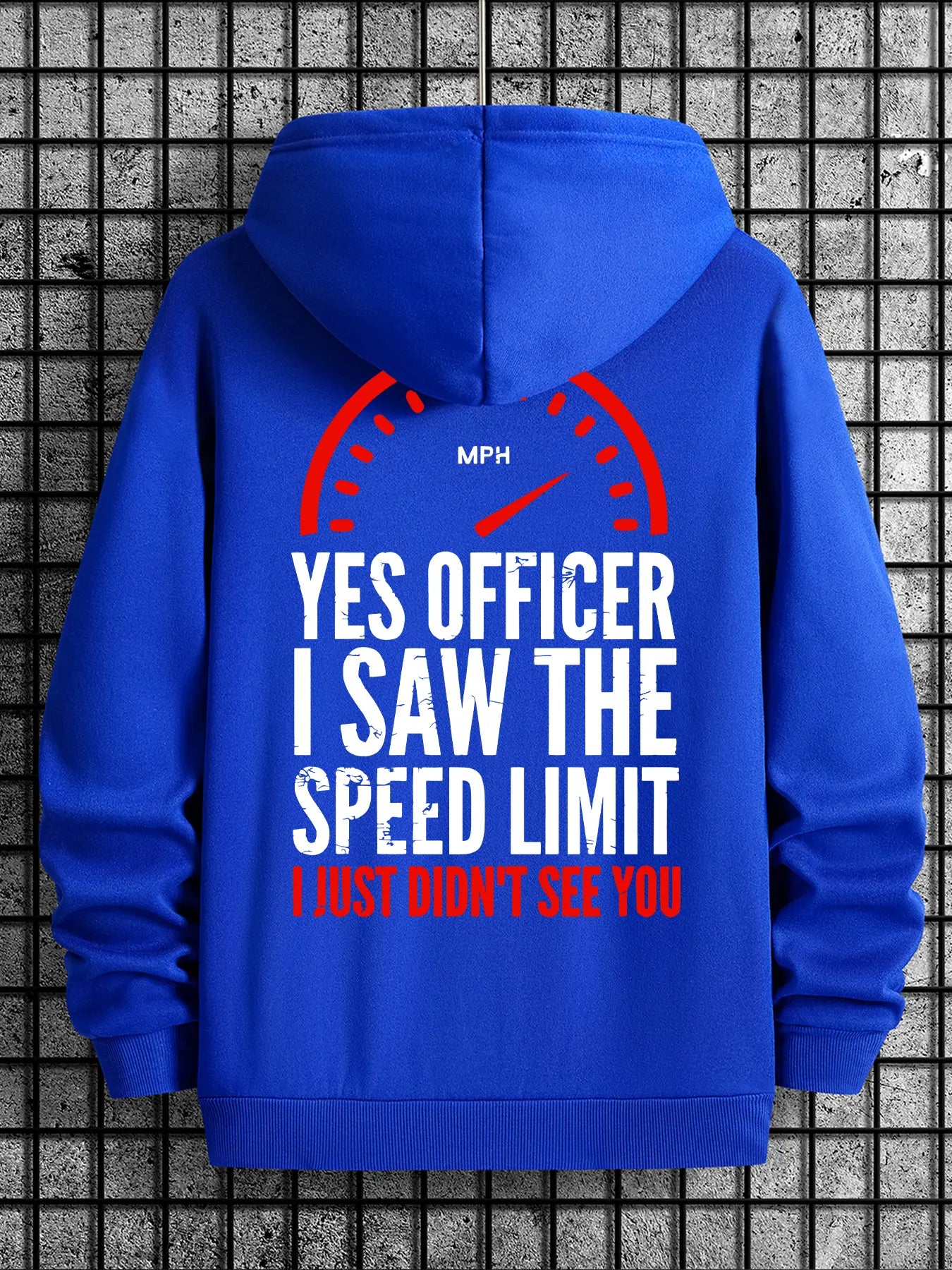 Officer I Saw the Restriction Sign but I Didn'T See You Alphabet Print Men'S Hooded Sweatshirt, the New Spring, Autumn and Winter Solid Color Print Hoodie Top Loose Fit