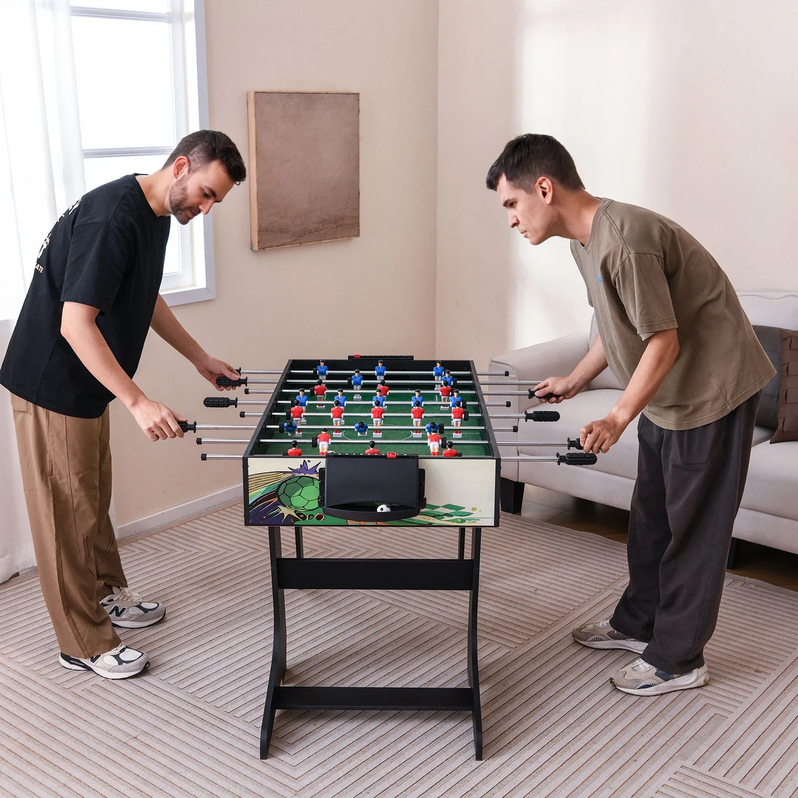Foldable Foosball Table Game Set with 26 Players and Anti-Slip Grips
