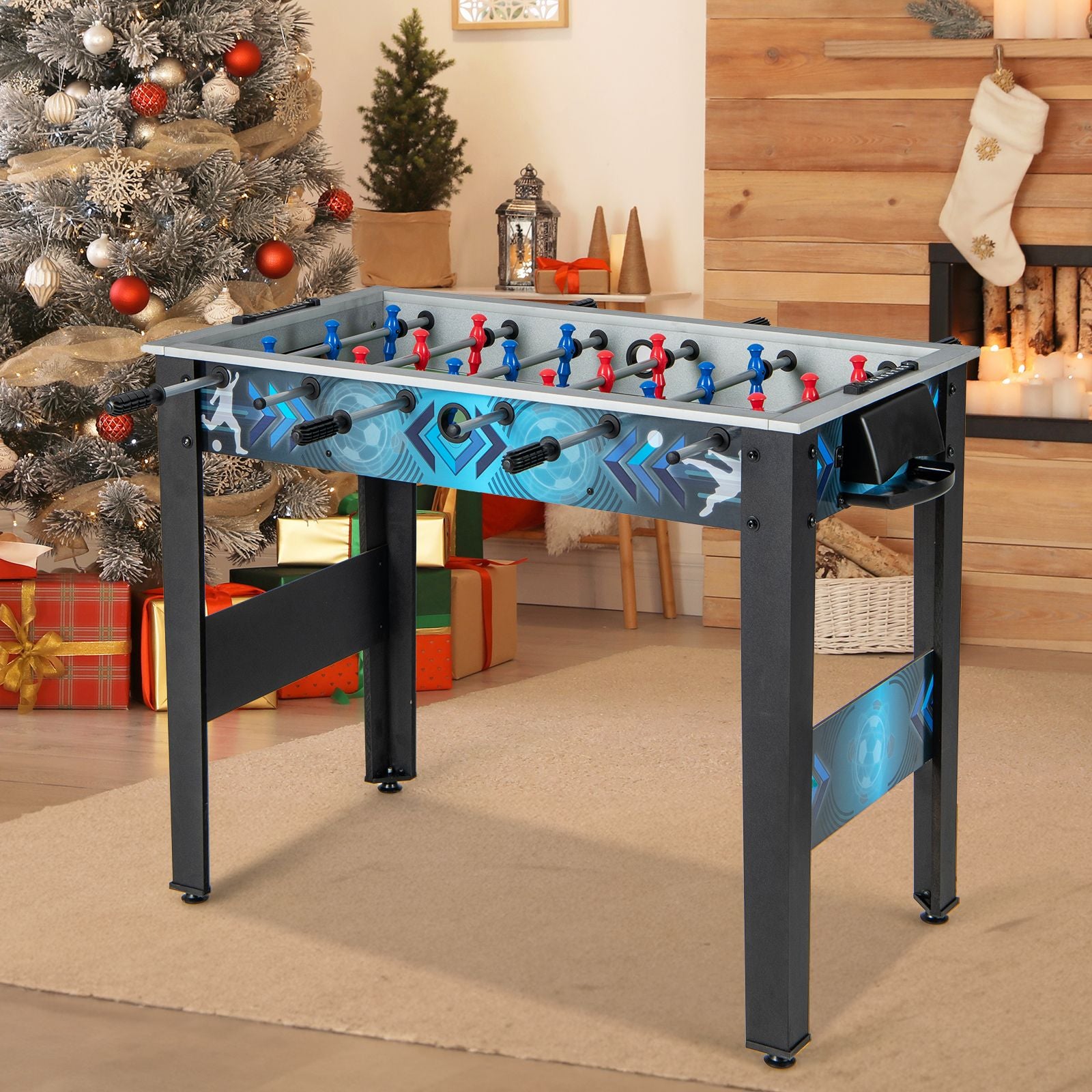 Soccer Table Game with 2 Footballs and Smooth Handle