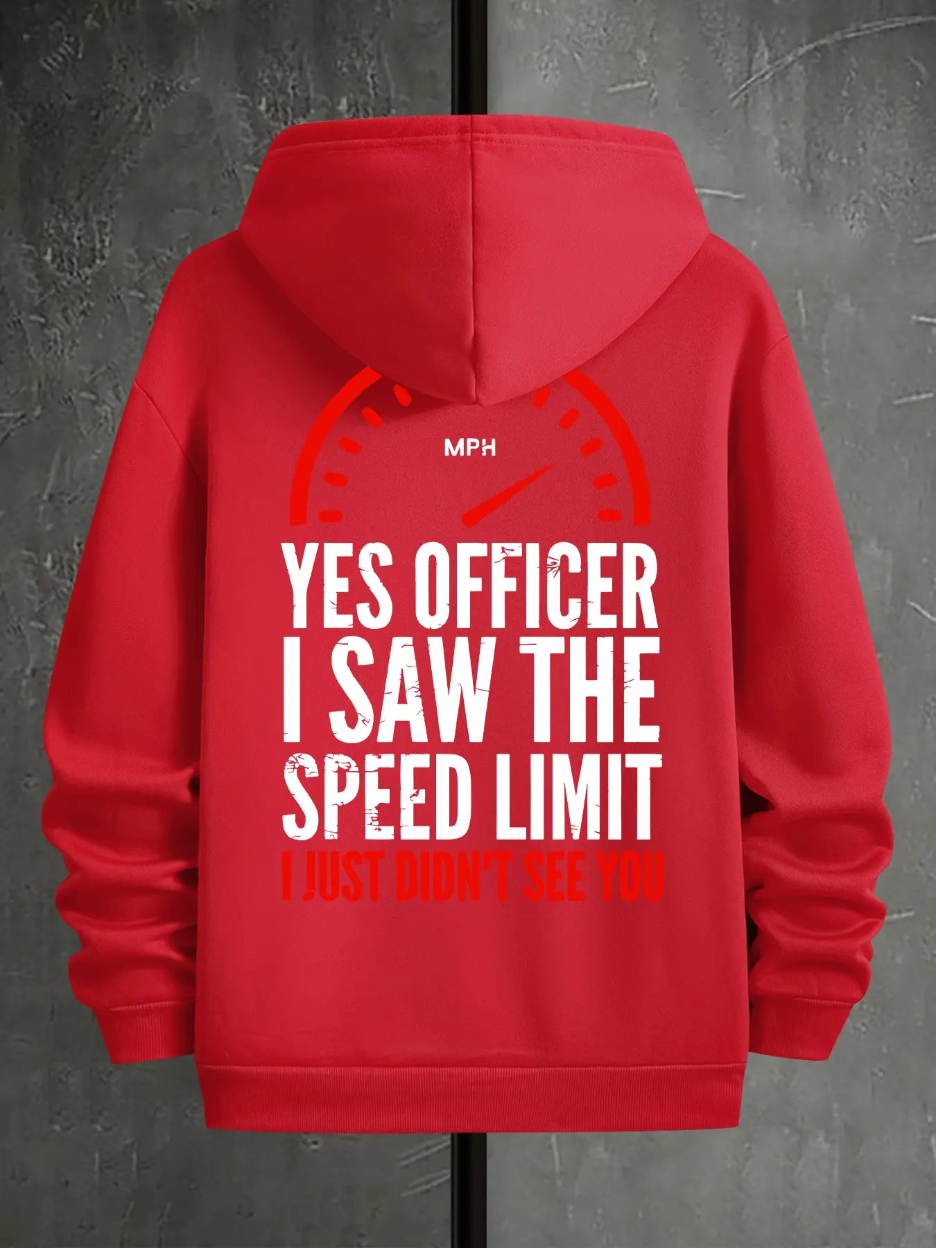 Officer I Saw the Restriction Sign but I Didn'T See You Alphabet Print Men'S Hooded Sweatshirt, the New Spring, Autumn and Winter Solid Color Print Hoodie Top Loose Fit