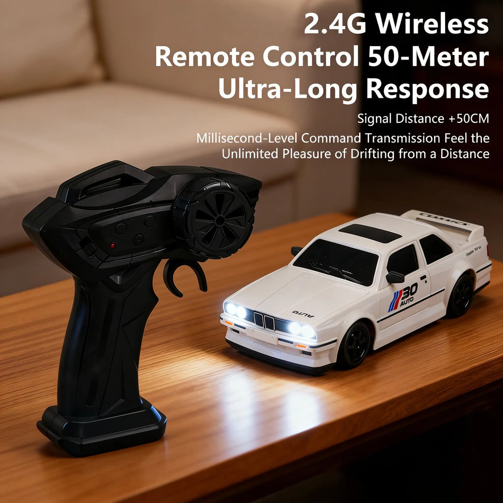 2.4Ghz 1:24 Scale High-Speed RC Drift Car Model, LED Light Drifting Tyres Racing Toy, Collectible Decoration for Ages 8+, Remote Control Car