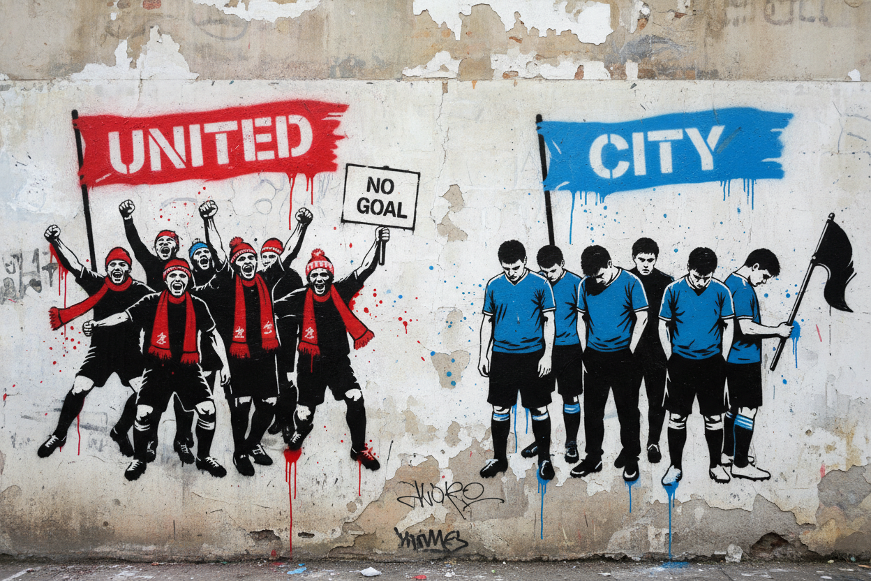 Banksy United vs City Rivalry