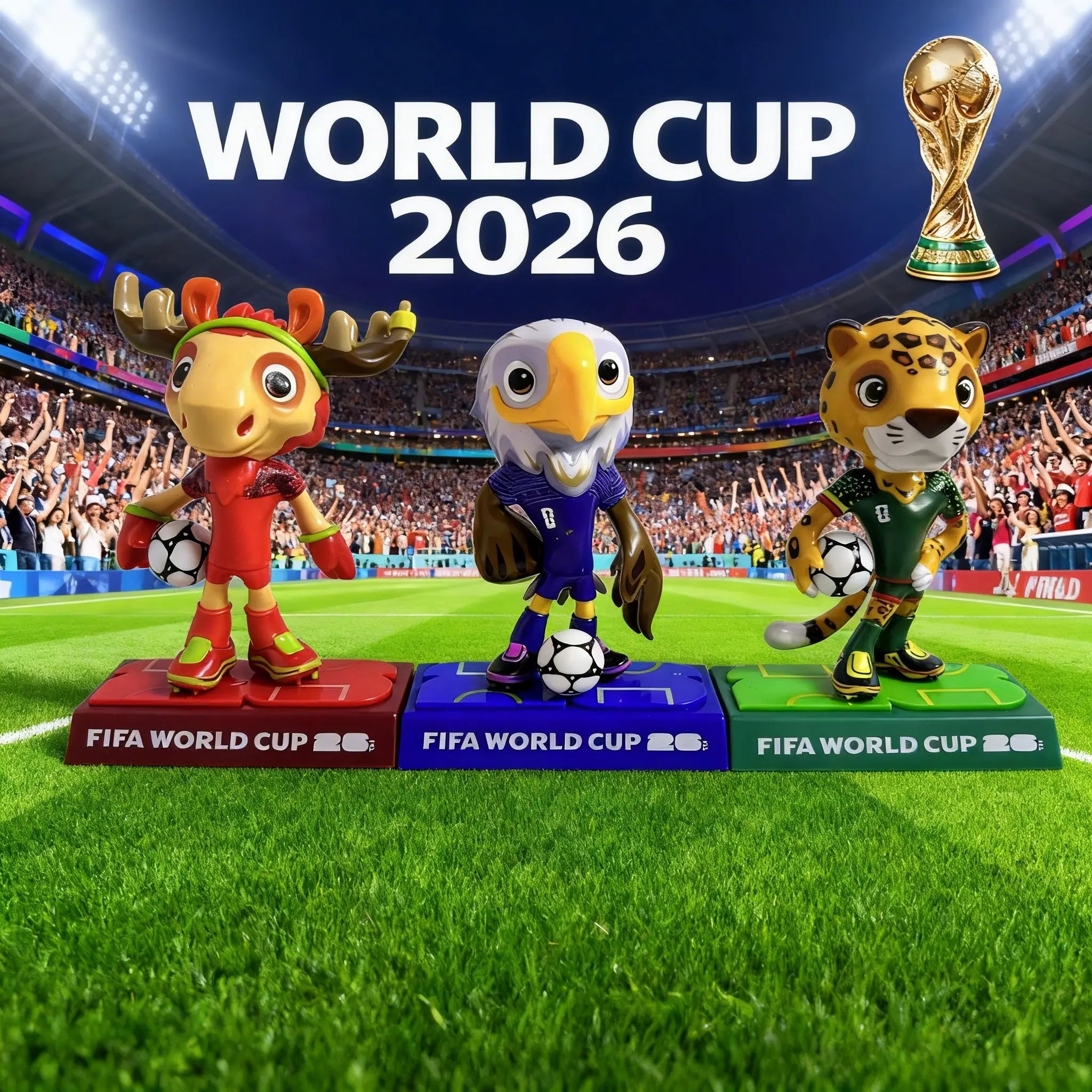 FIFA 2026 USA Canada Mexico World Cup Mascot Collectible Figure Set, Designed for Soccer Fans