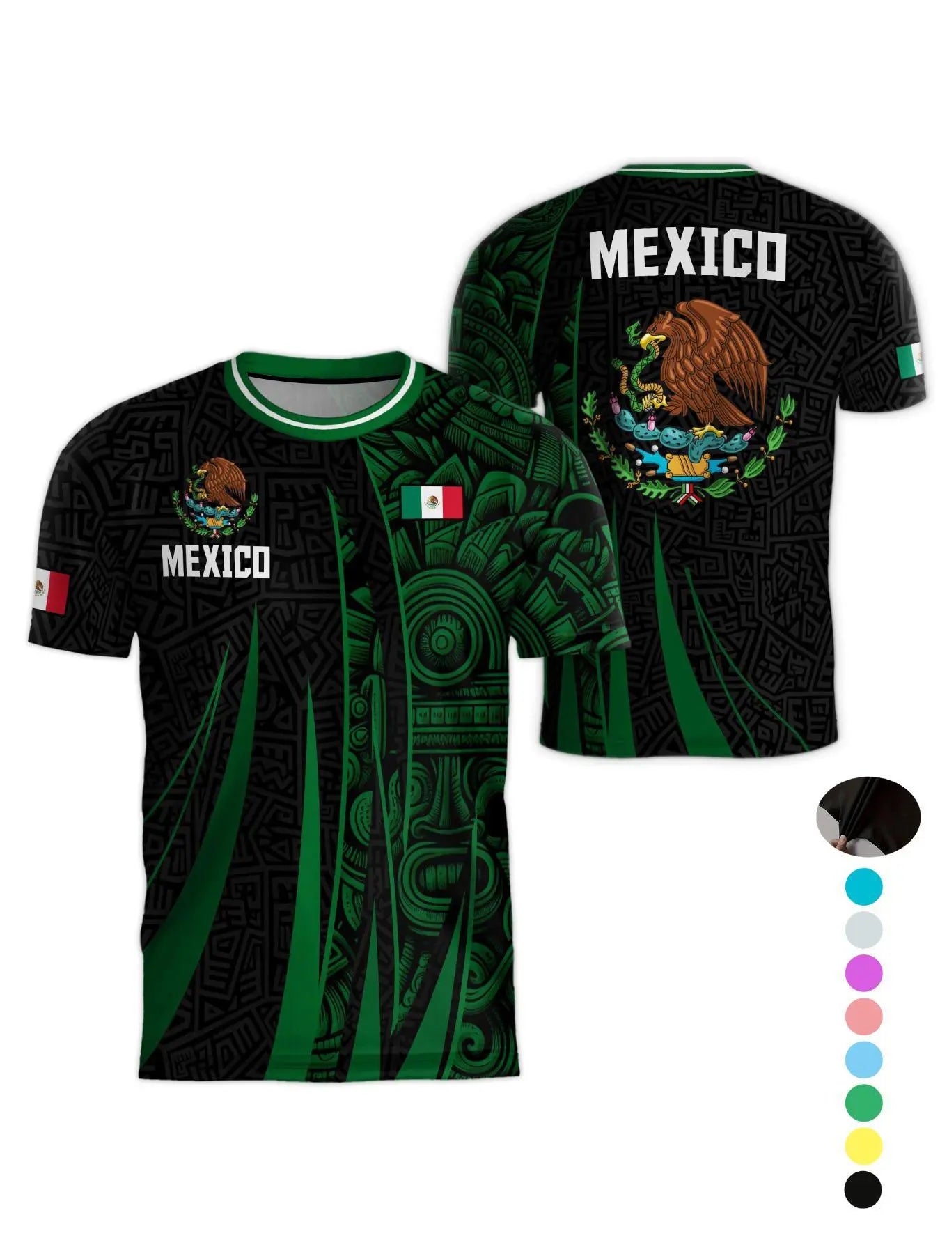 Mexico World Cup Short Sleeve T-Shirt, Breathable Quick-Dry Sports Fabric, Casual Fitted Ombre Design, Unisex Long Tee for All Seasons, Athletic Sports Clothing