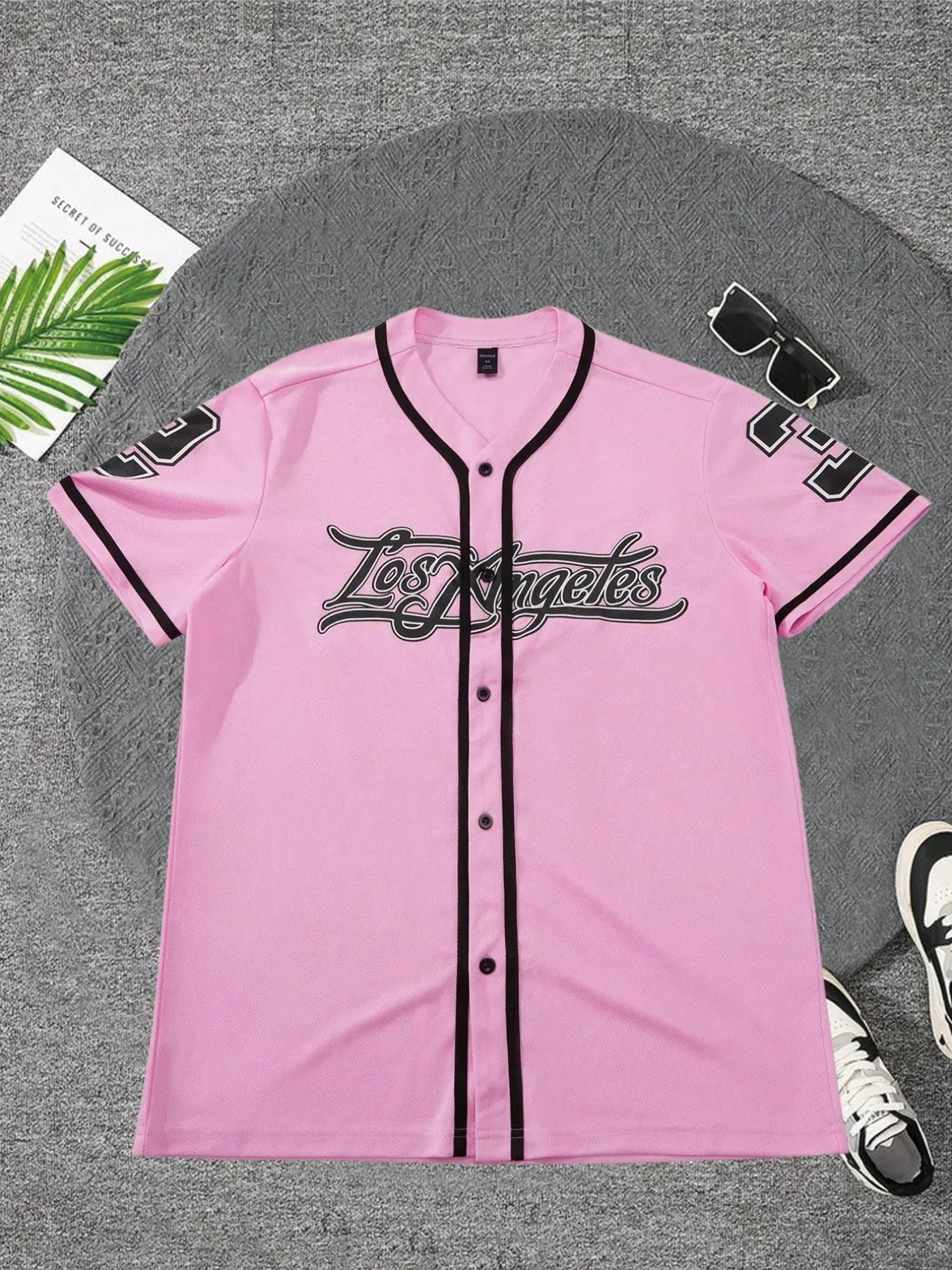 Men'S Letter & Number Print Contrast Binding Baseball Jersey, Stylish Jersey, Regular Fit Casual Short Sleeve V Neck Baseball Top for Summer, Fashion Men'S Clothes for Daily Wear, Baseball Shirt
