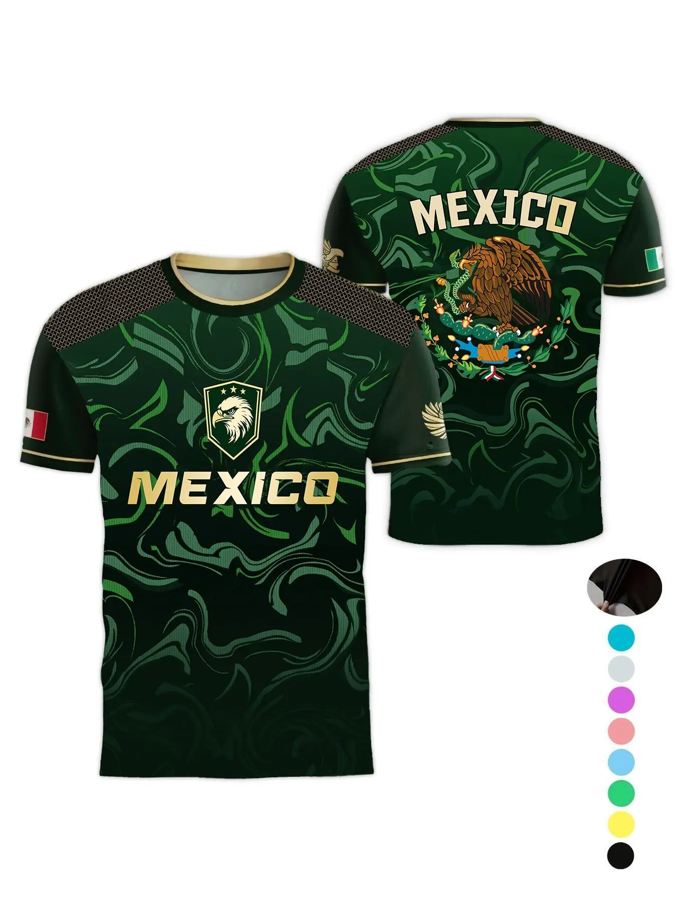 Mexico World Cup Short Sleeve T-Shirt, Breathable Quick-Dry Sports Fabric, Casual Fitted Ombre Design, Unisex Long Tee for All Seasons, Athletic Sports Clothing