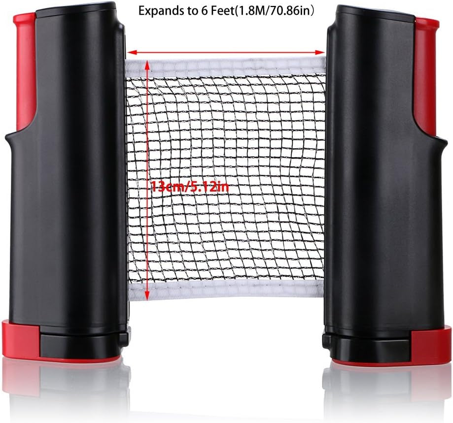 Retractable Table Tennis Net Replacement, Ping Pong Net and Post with PVC Storage Bag, 6 Feet(1.8M, Fits Tables up to 2.0 Inch 5.0 Cm