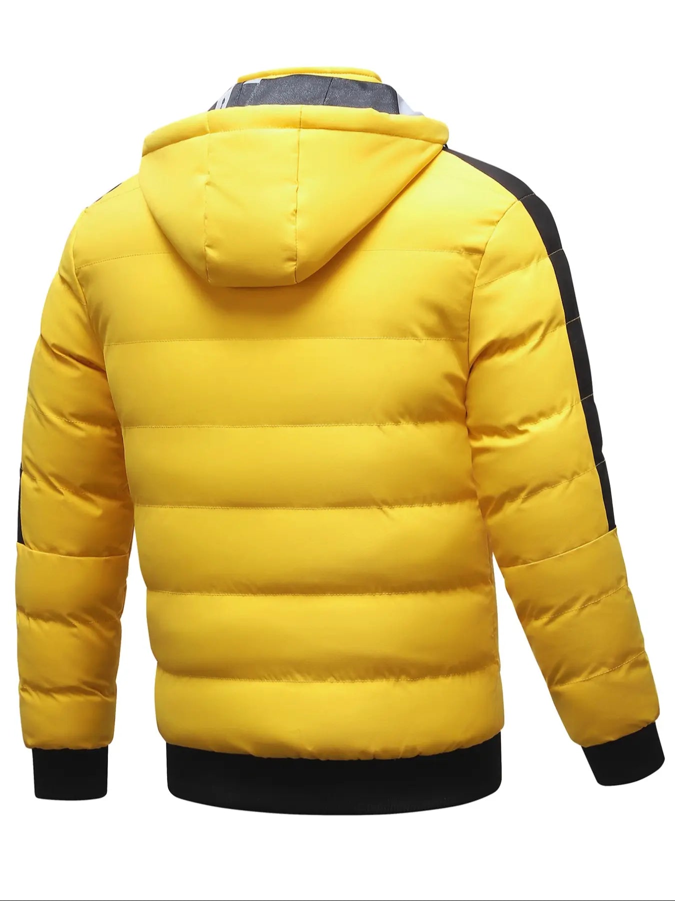 Men'S Hooded Winter Jacket, 100% Polyester Casual Alphabet Print Design, Regular Fit Warm Coat for Fall & Winter Seasons, Windproof Casual Jacket