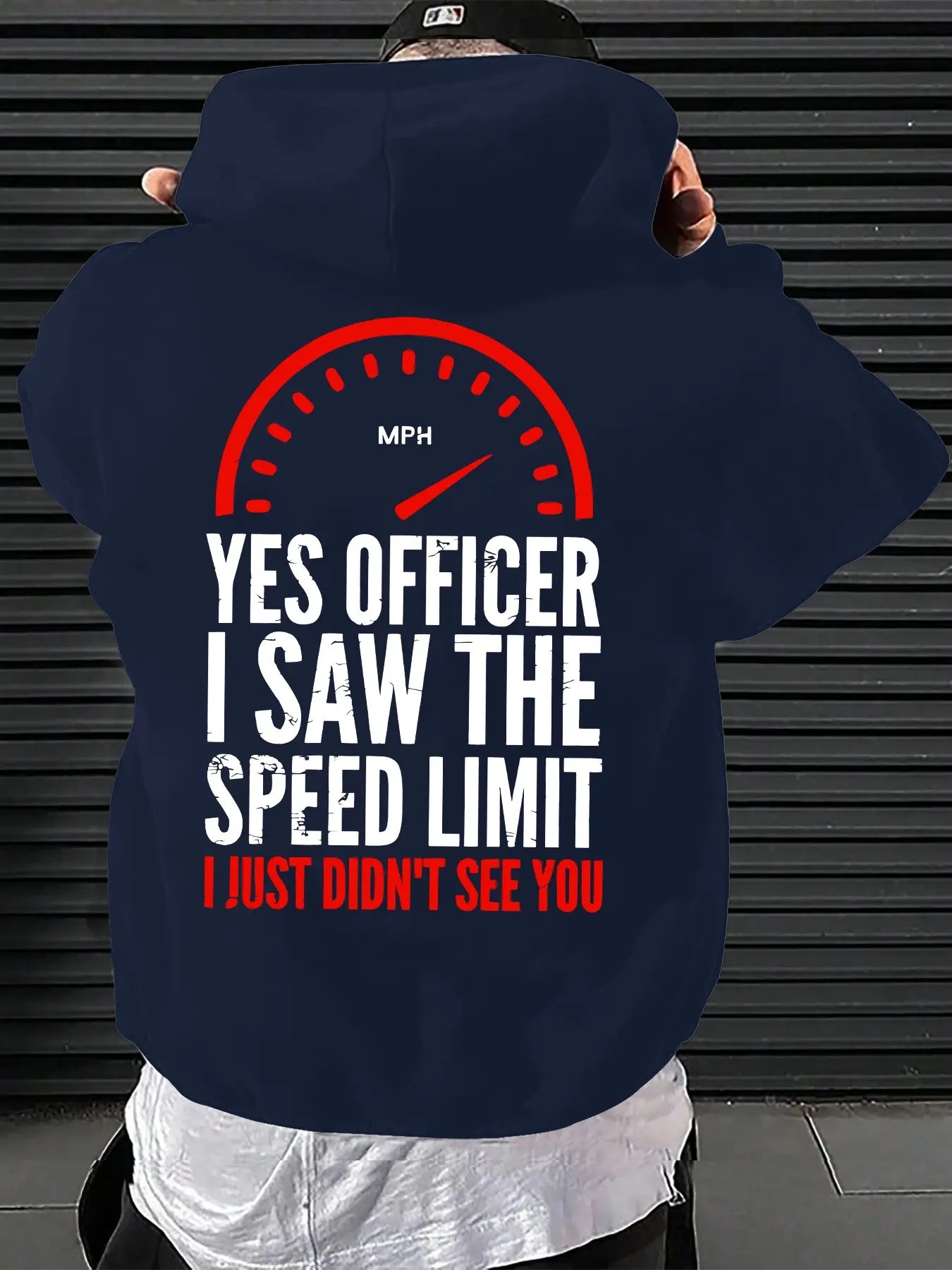 Officer I Saw the Restriction Sign but I Didn'T See You Alphabet Print Men'S Hooded Sweatshirt, the New Spring, Autumn and Winter Solid Color Print Hoodie Top Loose Fit