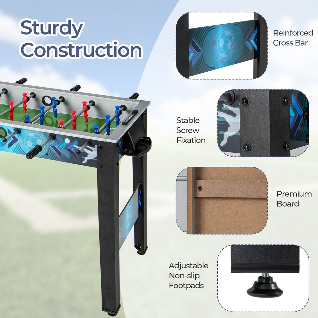 Soccer Table Game with 2 Footballs and Smooth Handle