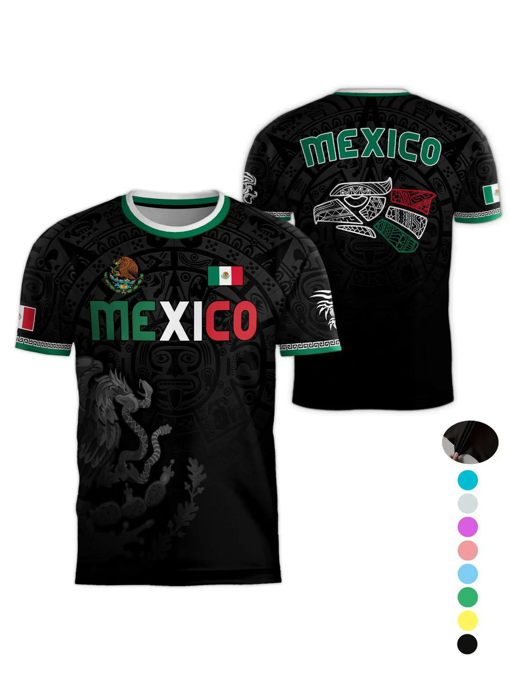Mexico World Cup Short Sleeve T-Shirt, Breathable Quick-Dry Sports Fabric, Casual Fitted Ombre Design, Unisex Long Tee for All Seasons, Athletic Sports Clothing